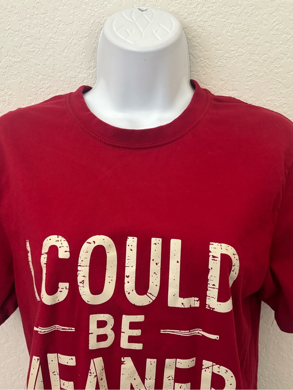 Retro I Could Be Meaner Funny T-Shirt Short Sleeve Adult S Red Novelty Tee S - Picture 2 of 8